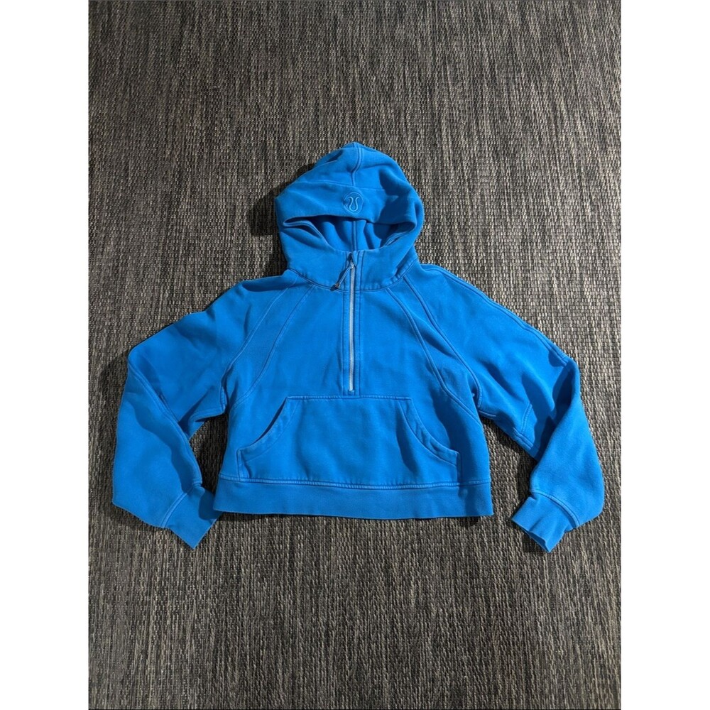 Lululemon Scuba Oversized Half Zip Hoodie Poolside Blue Light Cotton Terry M/L